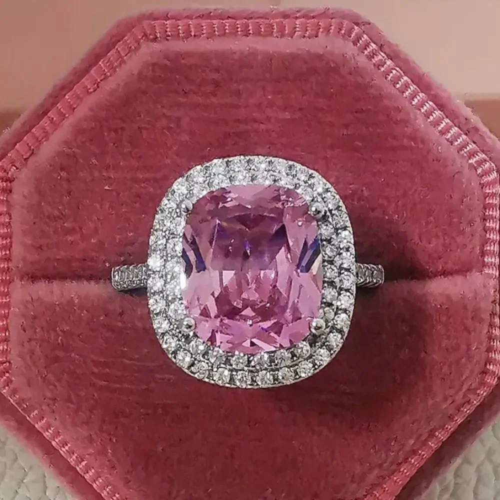 Pink Diamond Princess Cut Ring - Picture 1 of 12